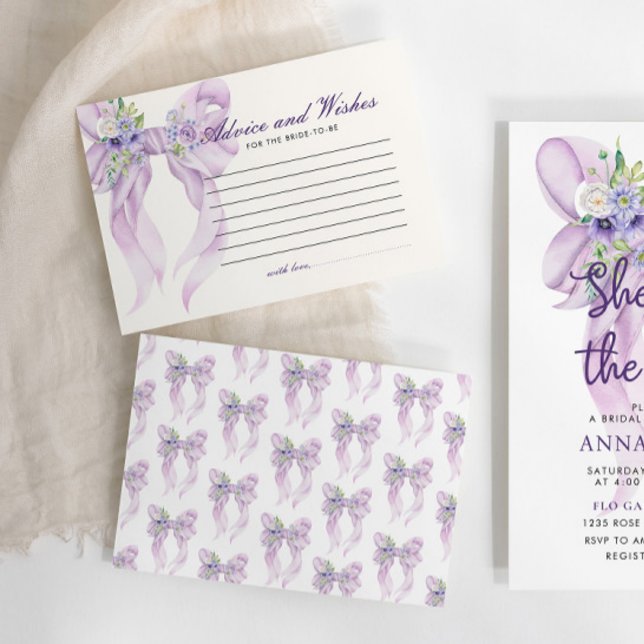 Advice & Wishes Lilac Bow Bridal Shower Enclosure Card (Creator Uploaded)