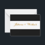 Advice & Wishes Wedding Cards<br><div class="desc">Black & White Stripe Cards for wedding guests to leave advice and wishes,  change background colour and text to suit your occasion. Place on a table at the reception.</div>