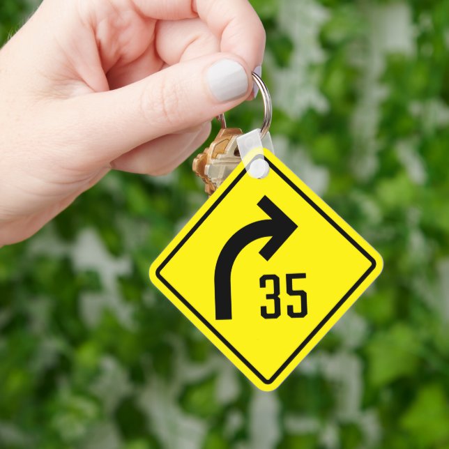 Advisory Curve 35 MPH  Keychain (Hand)