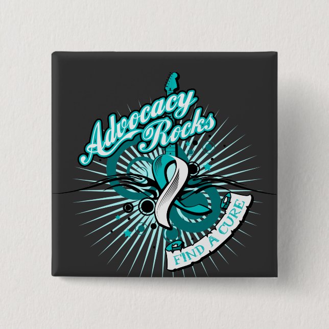 Advocacy Rocks Cervical Cancer 2 Inch Square Button (Front)