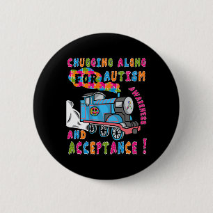 Advocate Acceptance Train Puzzle Cool Autism Aware 2 Inch Round Button