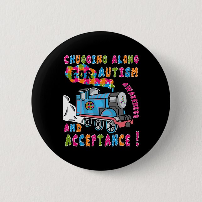 Advocate Acceptance Train Puzzle Cool Autism Aware 2 Inch Round Button (Front)