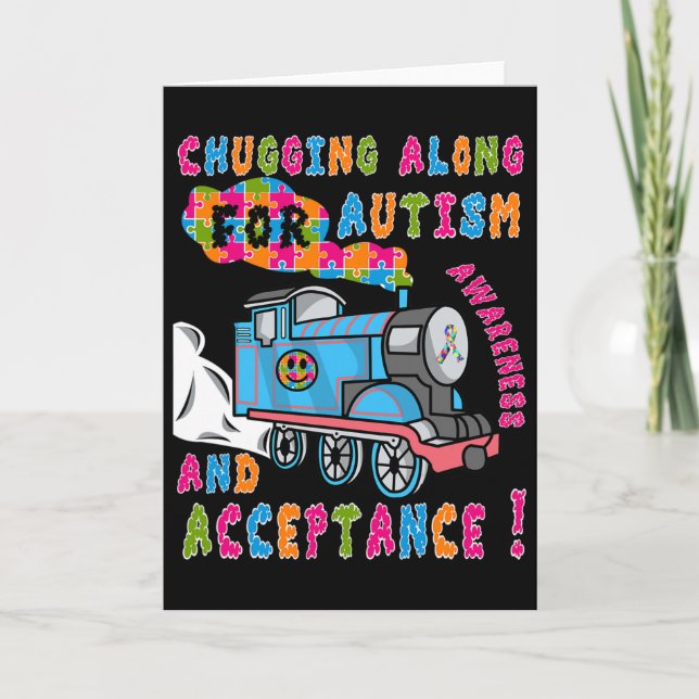 Advocate Acceptance Train Puzzle Cool Autism Aware Card (Front)