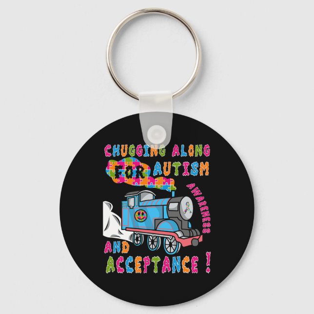 Advocate Acceptance Train Puzzle Cool Autism Aware Keychain (Front)
