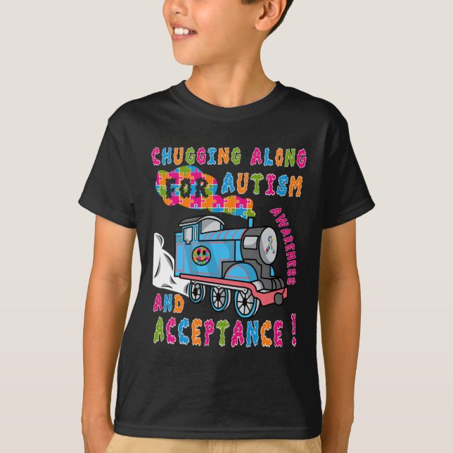Advocate Acceptance Train Puzzle Cool Autism Aware T-Shirt (Front)