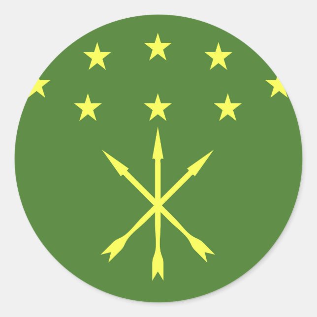 Adygea Flag Emblem Classic Round Sticker (Front)