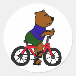 AE- Bear Bicycling Cartoon Classic Round Sticker