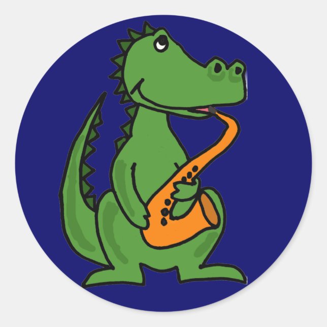 AE- Gator Playing the Saxophone Stickers (Front)