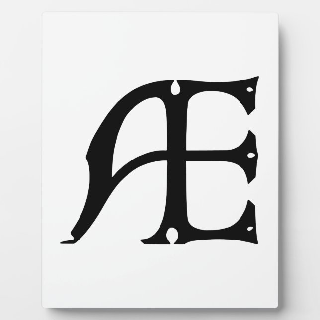 AE Monogram - Initials AE in Gothic Style Letters Plaque (Front)