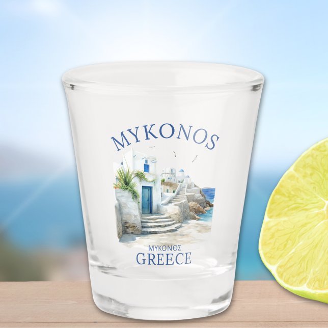 Aegean Dreams: Mykonos in Watercolor Shot Glass (Creator Uploaded)