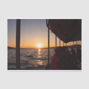 Aegean lifestyle on boat at sunset in summer tissue paper