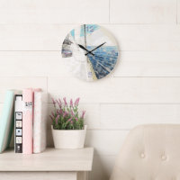 Aegean Sail Vessel Sketch Round Clock – Nautical