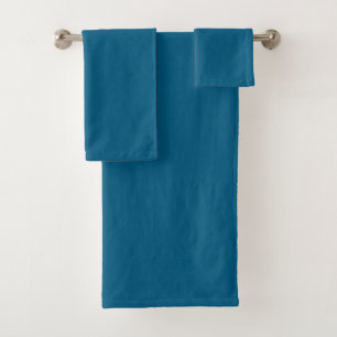 Aegean Sea Blue Solid Colour Print Bath Towel Set