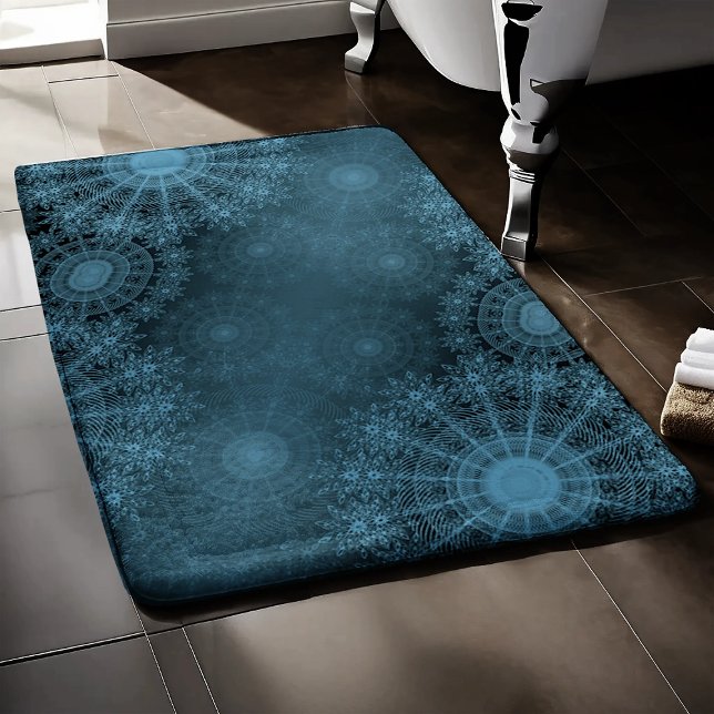 Aegean Sparkling flower art in the night sky Bath Mat (Creator Uploaded)