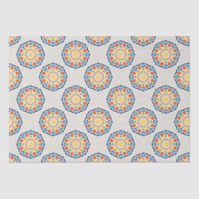 Aegean Summer Oranges And Lemons Polka Dots Tissue Paper (Front)