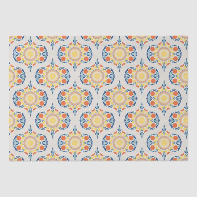 Aegean Summer Oranges & Lemons Mid Mod Ogee Tissue Paper (Front)