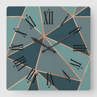 Aegean Teal Nocturne Blue American River Grey Square Wall Clock