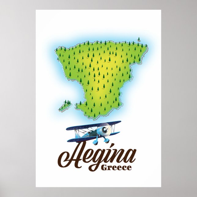 Aegina Greece island map Poster (Front)
