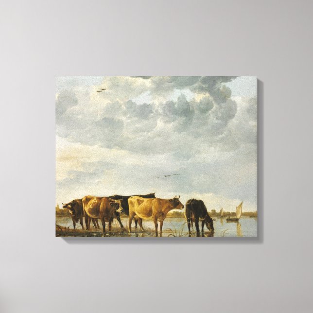Aelbert Cuyp - Cows in a River Canvas Print (Front)