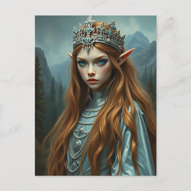 Aelithra Elven Queen - Gothic Dark Fantasy Art Postcard (Front)