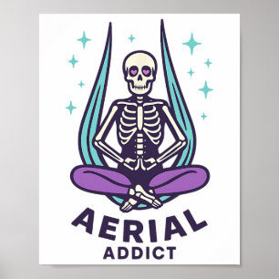 Aerial Addict Skeleton Silks Meditation Stars Poster