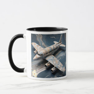 "Aerial Artistry: The Marble-Infused Jet" Mug