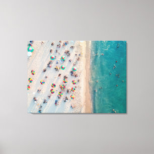 Aerial Beach Photo, Umbrellas on a Sandy Beach Canvas Print