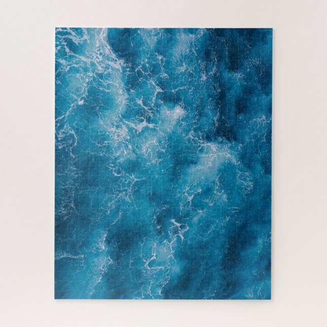 Aerial Blue Ocean Waves Crashing Jigsaw Puzzle (Vertical)