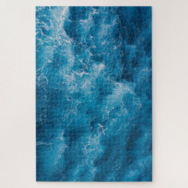 Aerial Blue Ocean Waves Crashing Jigsaw Puzzle (Vertical)