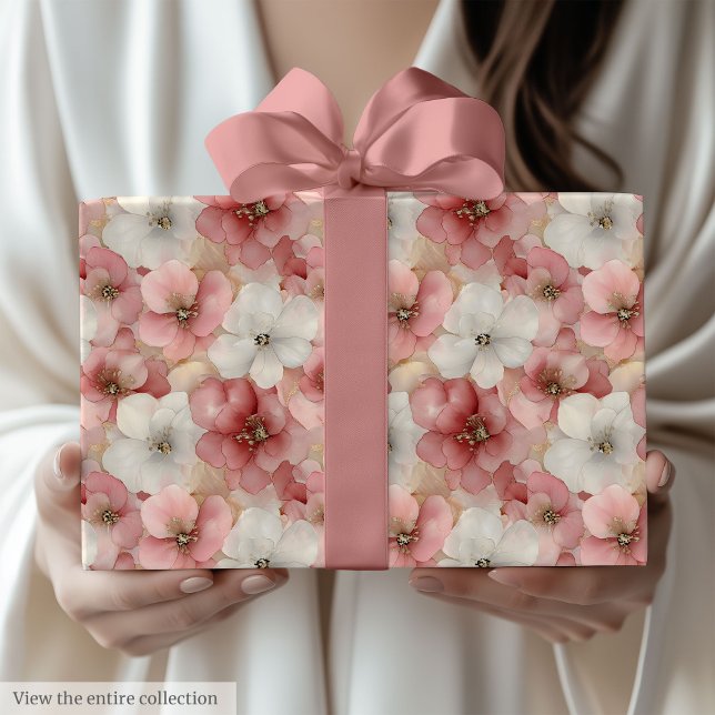 Aerial blush pink and gold birthday wrapping roll wrapping paper (Aerial blush pink and gold birthday wrapping roll)