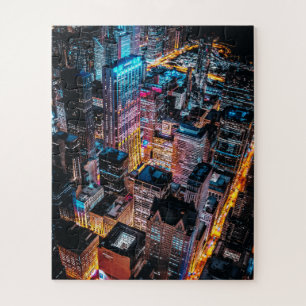 Aerial Cityscape at Night Jigsaw Puzzle
