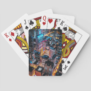 Aerial Cityscape View at Night Playing Cards