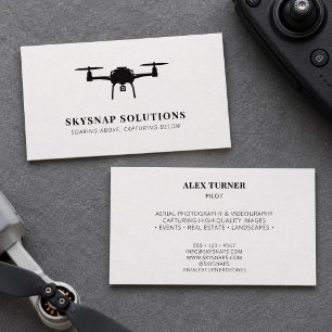 Aerial Drone Photography Videography Modern Grey Business Card