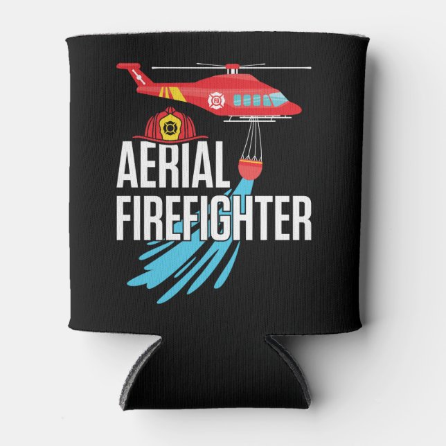 Aerial Firefighter Wildfire Firefighting Can Cooler (Front)