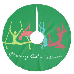 Aerial Fitness Poses Thunder_Cove Brushed Polyester Tree Skirt