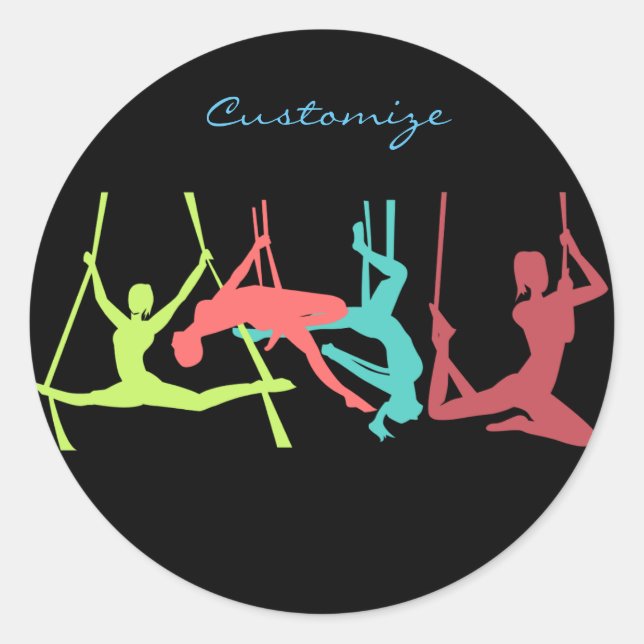 Aerial Fitness Poses Thunder_Cove Classic Round Sticker (Front)