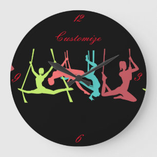 Aerial Fitness Poses Thunder_Cove Large Clock