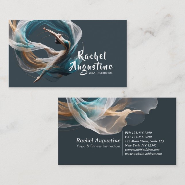 Aerial flying Air Yoga Instructor Pilates Fitness Business Card (Front/Back)