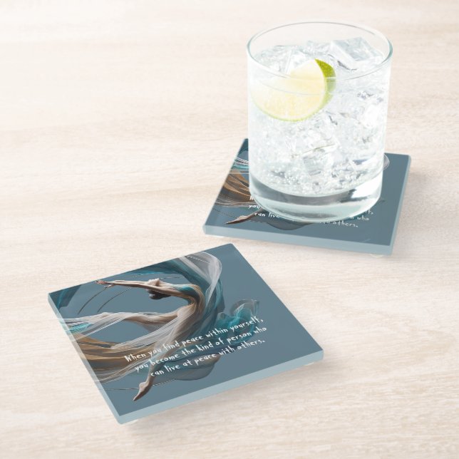 Aerial flying Air Yoga Instructor Pilates Fitness Glass Coaster (Angled)