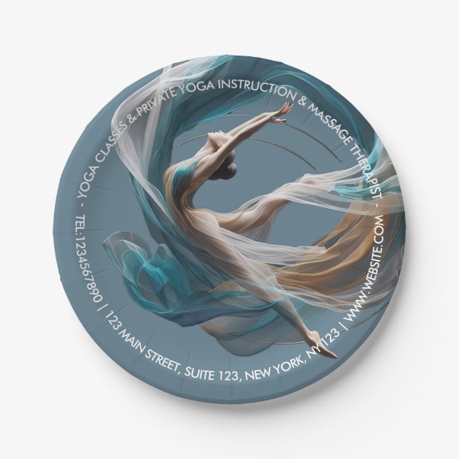 Aerial flying Air Yoga Instructor Pilates Fitness Paper Plate (Front)
