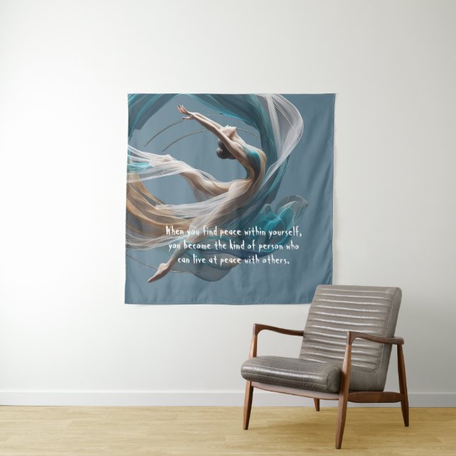 Aerial flying Air Yoga Instructor Pilates Fitness Tapestry (In Situ)
