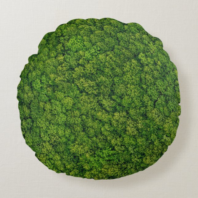 Aerial forest view, top view, copy space. round pillow (Front)