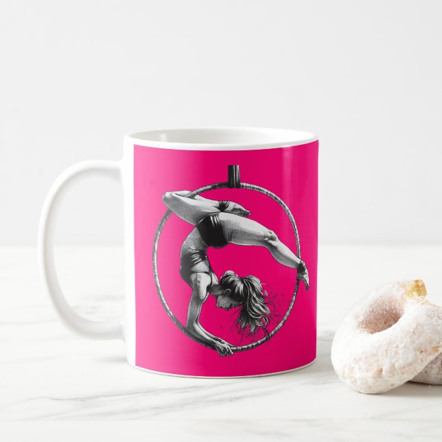 Aerial Hoop Lyra Customizable Name Pink Coffee Mug (With Donut)