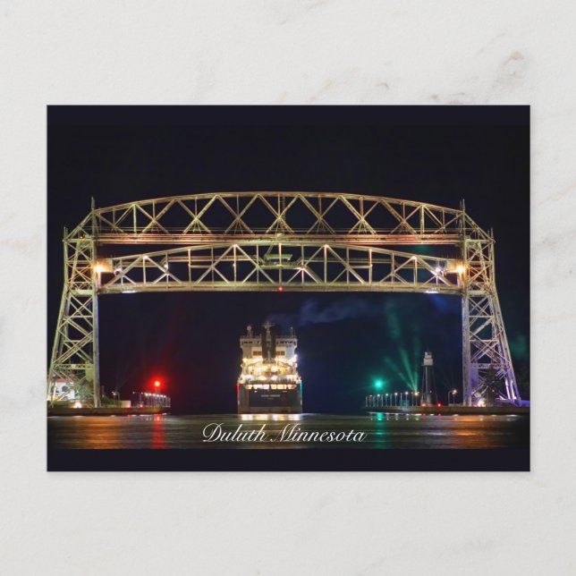 Aerial Lift Bridge and Algoma Transport Postcard (Front)