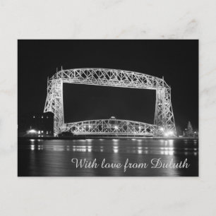 Aerial Lift Bridge Black & White photo Postcard