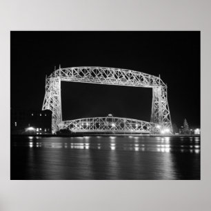Aerial Lift Bridge Black & White photo Poster