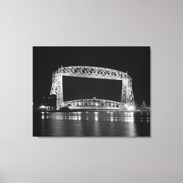 Aerial Lift Bridge in black & white Canvas Print (Front)