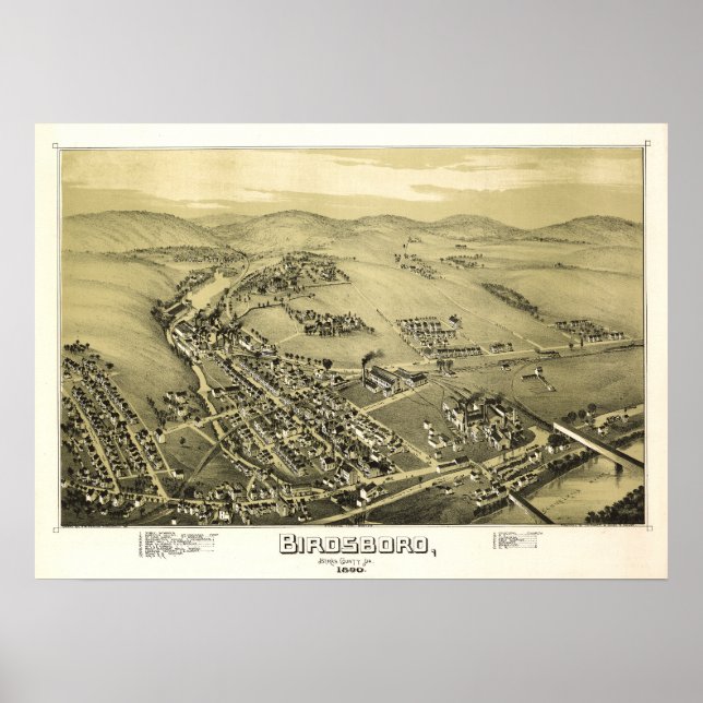 Aerial Map Birdsboro PA Pennsylvania Poster Berks (Front)