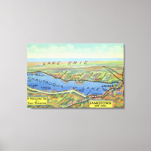 Aerial Map of Lake and Surrounding Towns Canvas Print