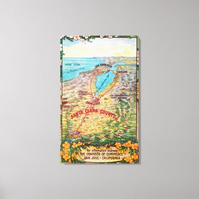 Aerial Map of Santa Clara County Canvas Print (Front)